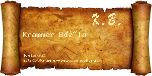 Krammer Béla névjegykártya